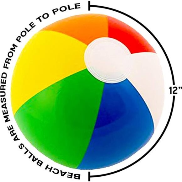 12" Rainbow Colored Party Pack Inflatable Beach Balls - Beach Pool Party Toys - Picture 6 of 6